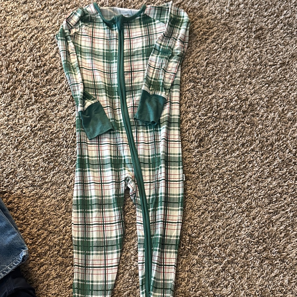 Little Sleepies Green Plaid Footie